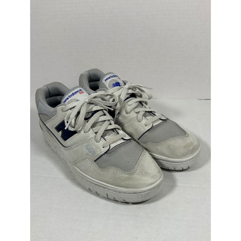 New Balance 550 Mens Grey White Navy Blue Suede Sneakers BB550GD1 Size 12 US